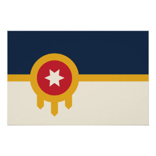 Patriotic wall poster with Flag of Tulsa City