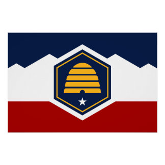 Patriotic wall poster with Flag of Utah, USA