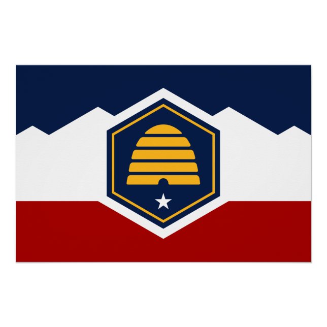 Patriotic wall poster with Flag of Utah, USA (Front)