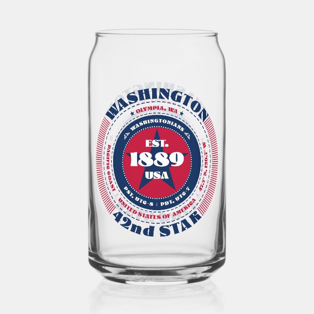 Patriotic Washington Typography Drinkware Set Can Glass (Front)