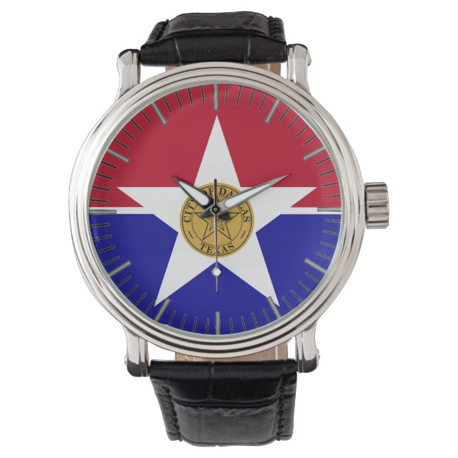 Patriotic watch with Flag of Dallas (Front)
