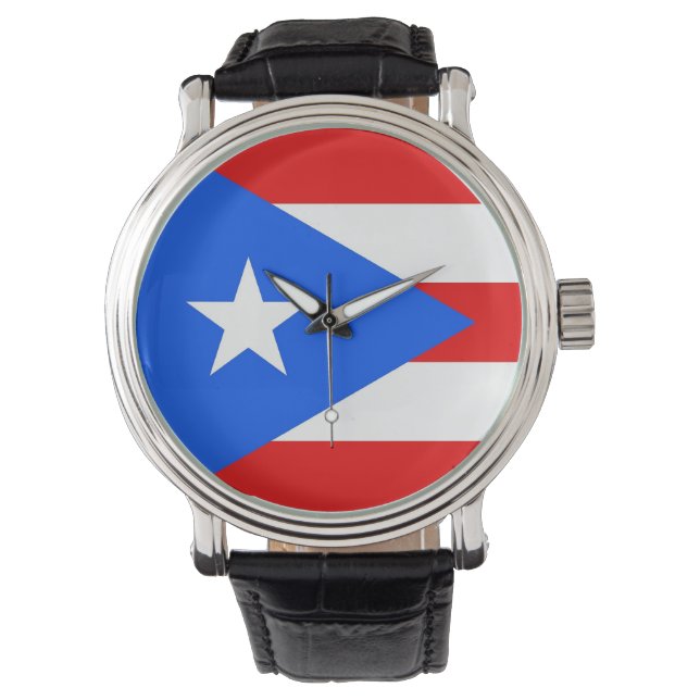 Patriotic watch with Flag of Puerto Rico (Front)