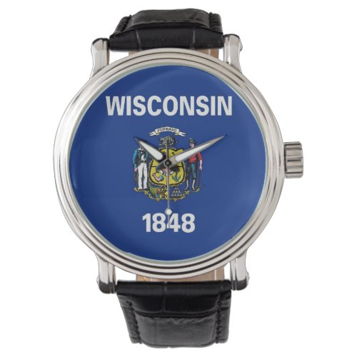 Patriotic watch with Flag of Wisconsin