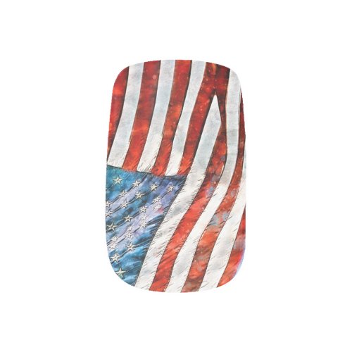 Patriotic Watercolor American Flag  Minx Nail Art