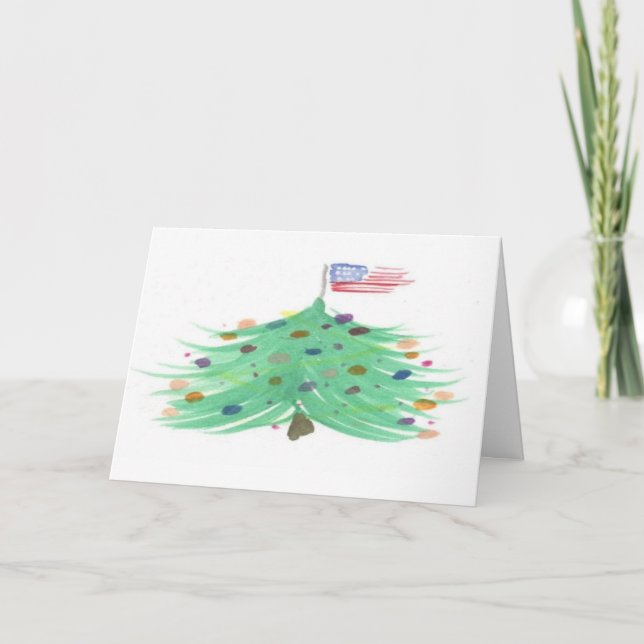 Patriotic Watercolor Christmas Card - Ver. 8 (Front)