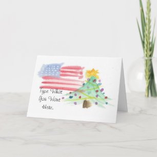 Patriotic Watercolor Christmas Card - Ver. 9
