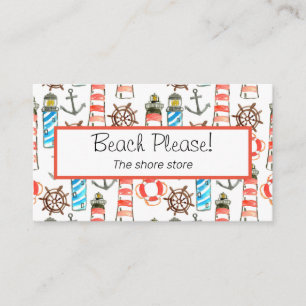 Patriotic watercolor lighthouse business card