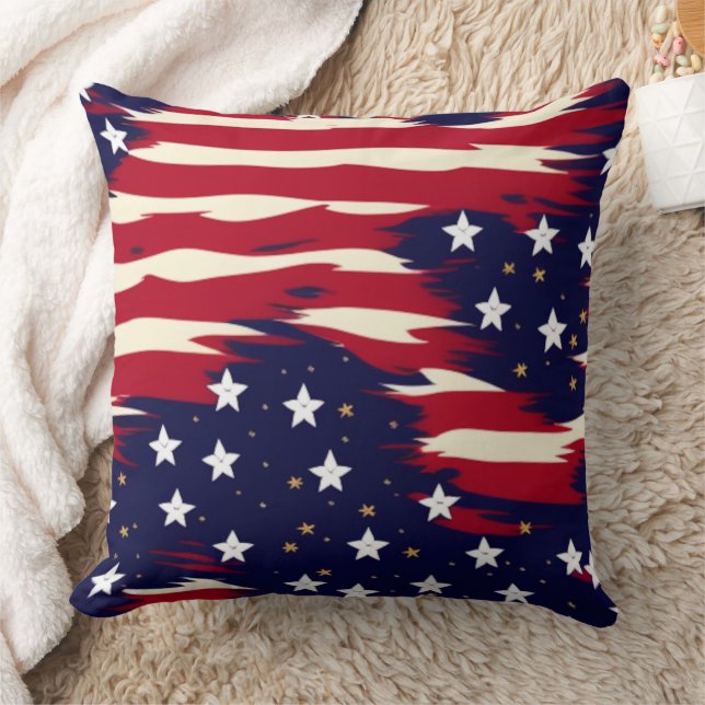 Patriotic Waves Throw Pillow (Blanket)