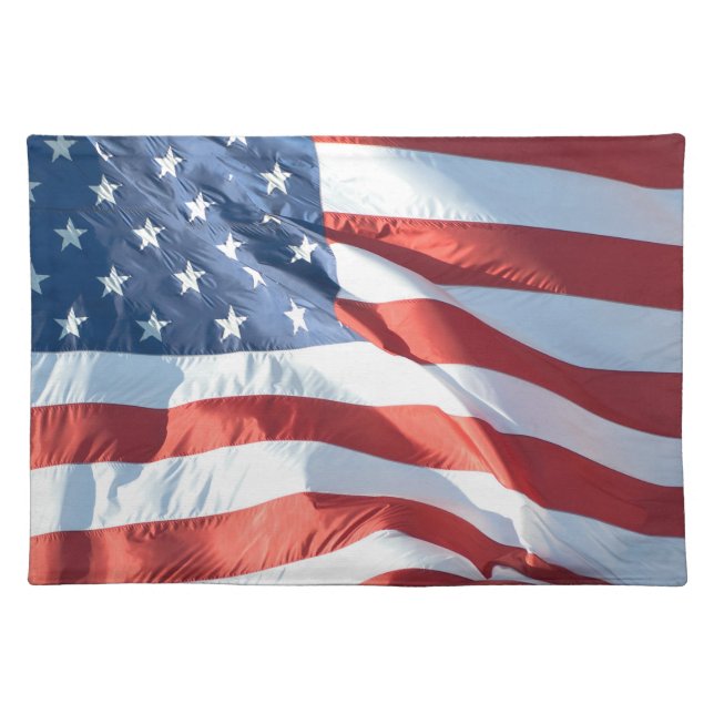 Patriotic Waving American Flag Photograph Cloth Placemat (Front)