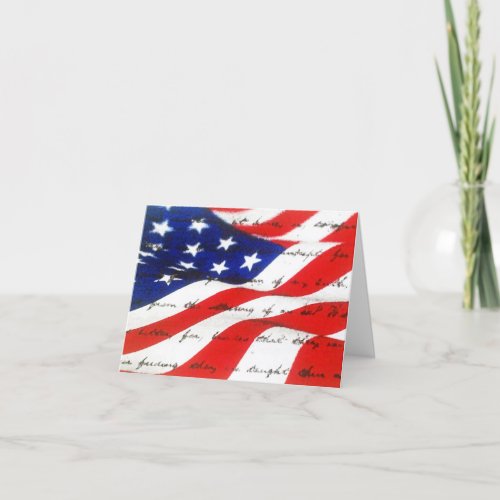 Patriotic Waving American Flag  Thank You Card