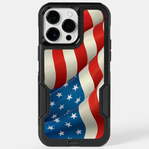 Patriotic Waving US Flag OtterBox iPhone 14 Pro Max Case