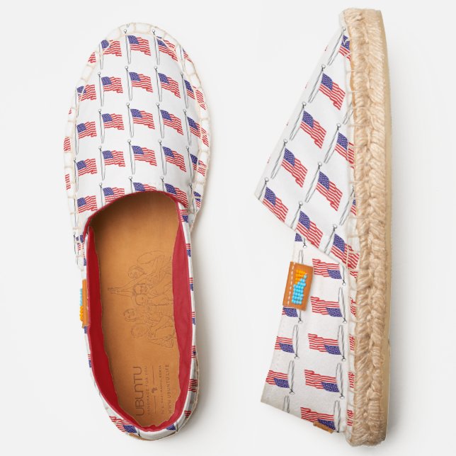 Patriotic Waving USA American Flag Espadrilles (Side)