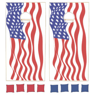Patriotic Wavy American Flag Cornhole Set