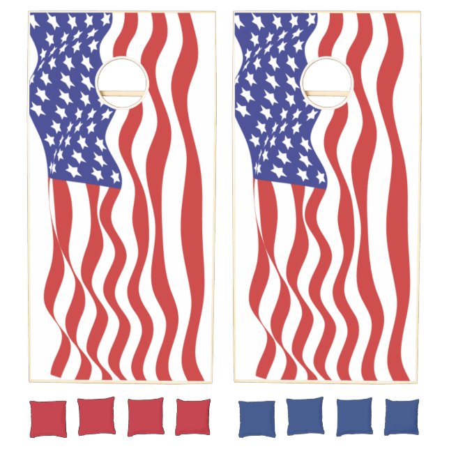 Patriotic Wavy American Flag  Cornhole Set (Set)