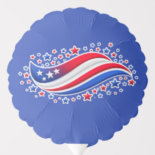 Patriotic Wavy American Flag with Stars   Red Whit Balloon