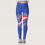 Patriotic Wavy American Flag with Stars | Red Whit Leggings<br><div class="desc">Celebrate American pride with this bold and eye-catching patriotic design featuring a dynamic wavy red, white, and blue flag accented by scattered stars for a powerful sense of motion and energy. Perfect for Independence Day, Memorial Day, Veterans Day, or everyday USA pride. This design is optimized for apparel printing with...</div>