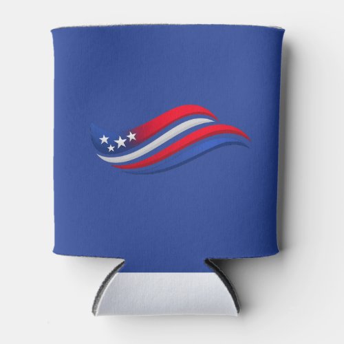 Patriotic Wavy Flag Plate | USA Stars Celebration  Can Cooler