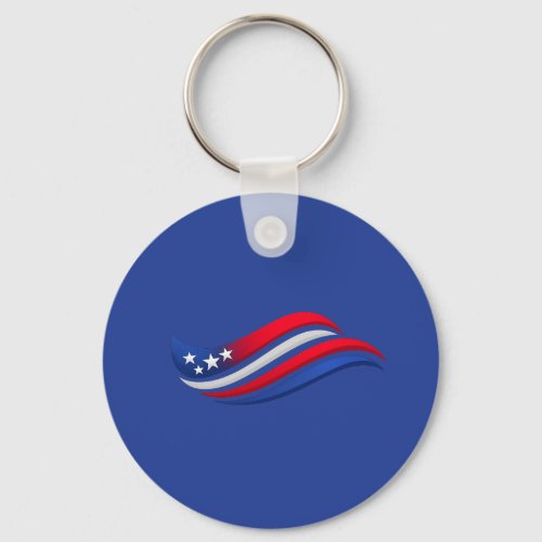 Patriotic Wavy Flag Plate | USA Stars Celebration  Keychain