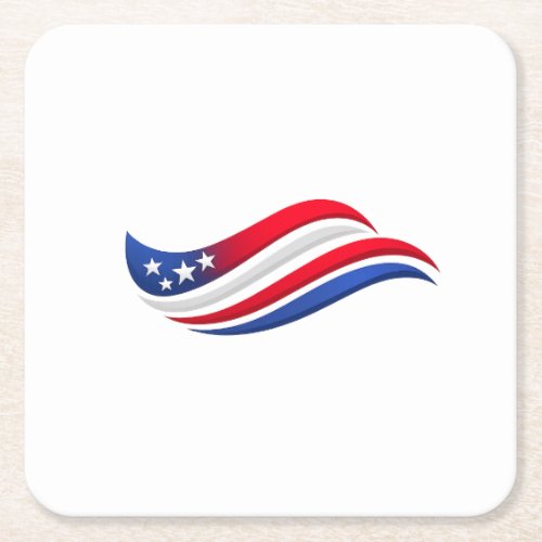 Patriotic Wavy Flag Plate | USA Stars Celebration  Square Paper Coaster