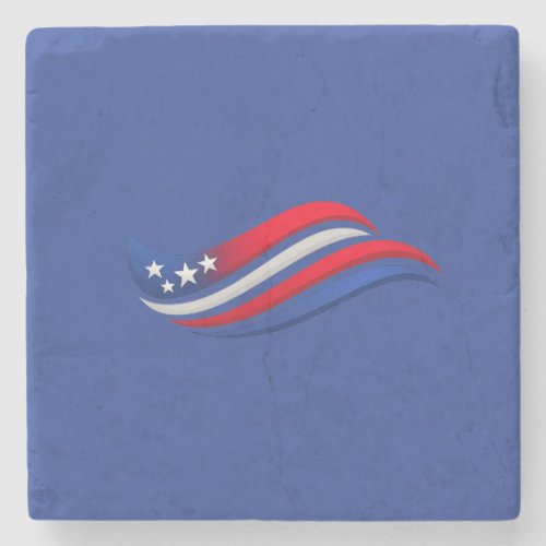 Patriotic Wavy Flag Plate | USA Stars Celebration  Stone Coaster