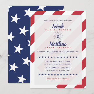 Patriotic Wedding Invitation - US Flag