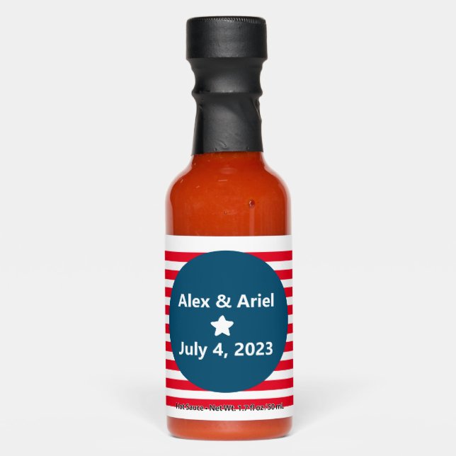Patriotic Wedding Red, White, & Blue Hot Sauces (Front)