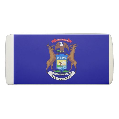 Patriotic Wedge Eraser with flag of Michigan