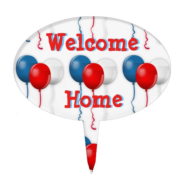 Patriotic Welcome Home Cake Picks (Front)
