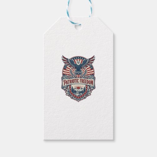 Patriotic Wellness Retreat Vector Graphic Tee Gift Tags