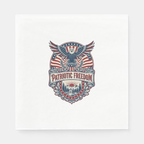 Patriotic Wellness Retreat Vector Graphic Tee Napkins