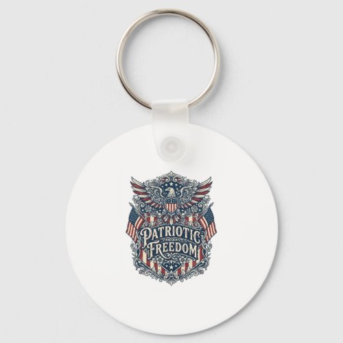 Patriotic Western Floral Vector Graphic Tee Keychain