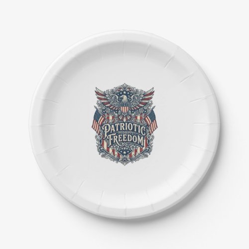 Patriotic Western Floral Vector Graphic Tee Paper Plates