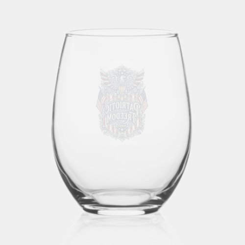 Patriotic Western Floral Vector Graphic Tee Stemless Wine Glass