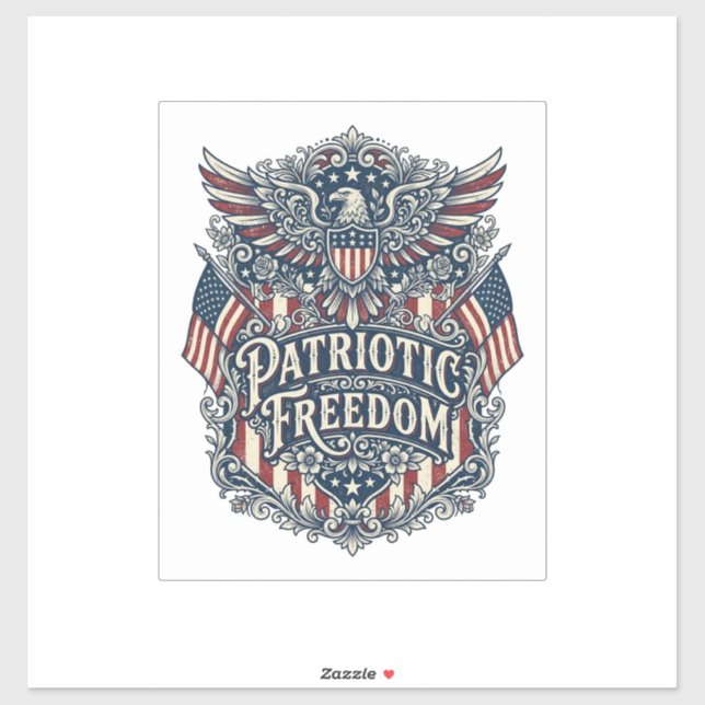 Patriotic Western Floral Vector Graphic Tee Sticker (Sheet)