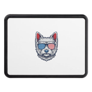 Patriotic Westie Dog Sunglasses Vintage Vector Art Hitch Cover