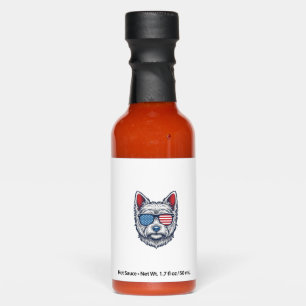 Patriotic Westie Dog Sunglasses Vintage Vector Art Hot Sauces