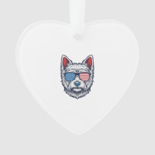 Patriotic Westie Dog Sunglasses Vintage Vector Art Ornament