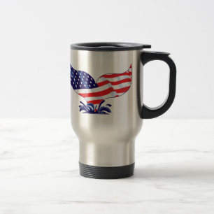 Patriotic Whale Tail Travel Mug