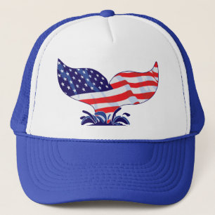 Patriotic Whale Tail Trucker Hat