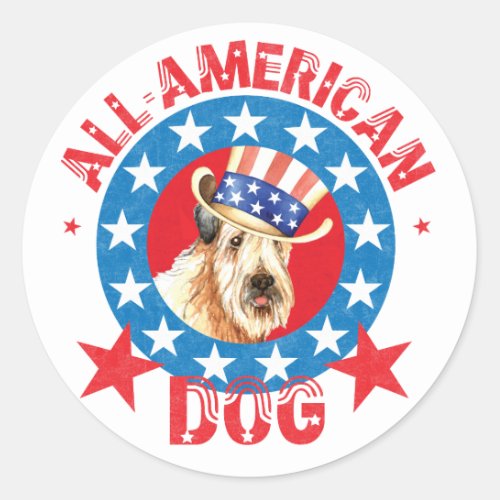 Patriotic Wheaten Classic Round Sticker