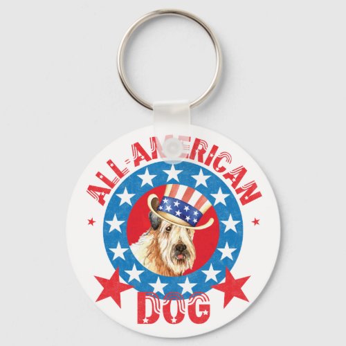 Patriotic Wheaten Keychain