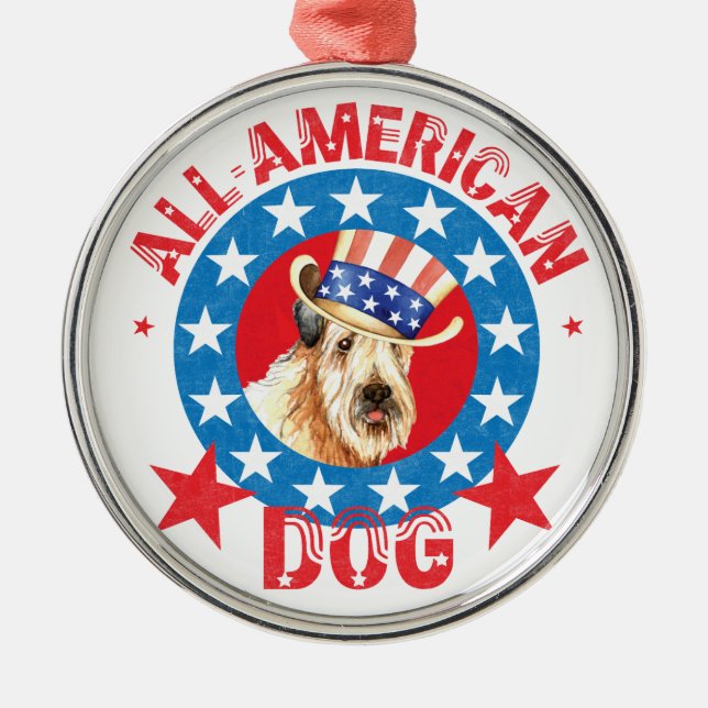 Patriotic Wheaten Metal Ornament (Front)