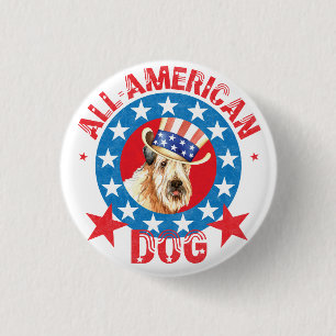 Patriotic Wheaten Pinback Button