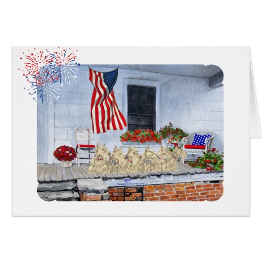 Patriotic Wheaten Scottish Terriers Cards (Front Horizontal)