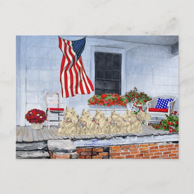 Patriotic Wheaten Scottish Terriers Postcard (Front)
