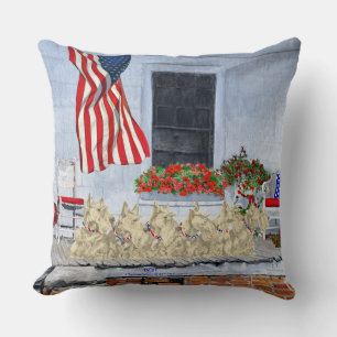 Patriotic Wheaten Scottish Terriers Throw Pillow