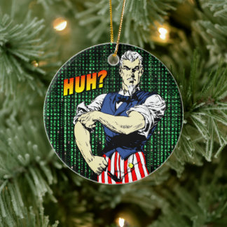 Patriotic Whimsy: Retro Uncle Sam Ceramic Ornament