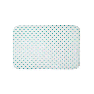 Patriotic White and Blue Heart Shape Bathroom Mat
