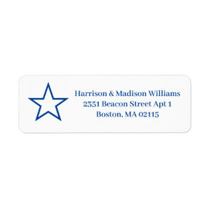 Patriotic white & blue star custom Return Address Label