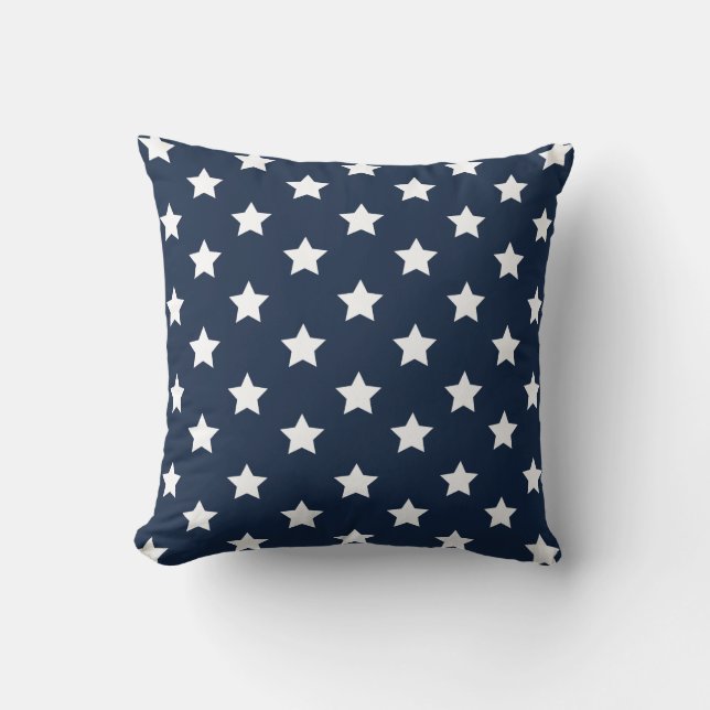 Patriotic White & Blue Stars Pillow (Front)